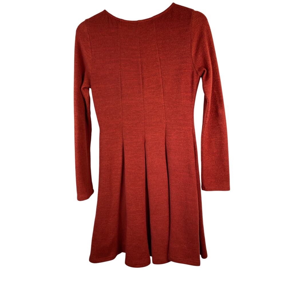 Dolan Left Coast Collection Women's‎ S Brick Red Pleated Knit Dress *